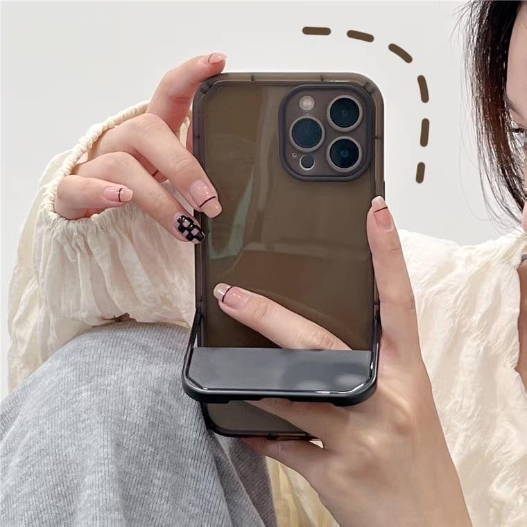 [TPC] Holder Case IPHONE Stand Case Silicone Case Protection Camera Transparant FULL COVER IPHONE 7 8 PLUS X XS MAX XR 11 12 13 14 PRO MAX HP IP055