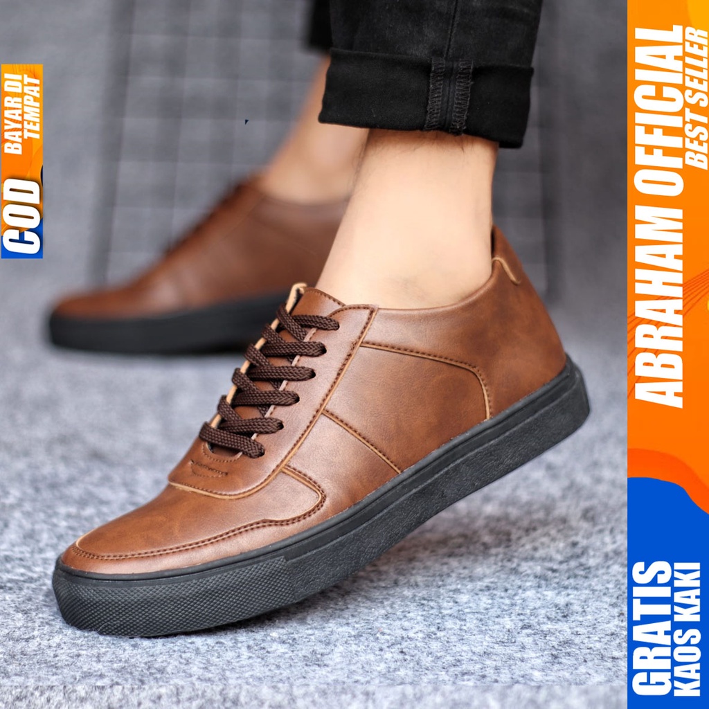 ABRHM x AUGUS Sepatu Casual Sneakers Pria Kulit Pu Original Kerja Kuliah Cowok