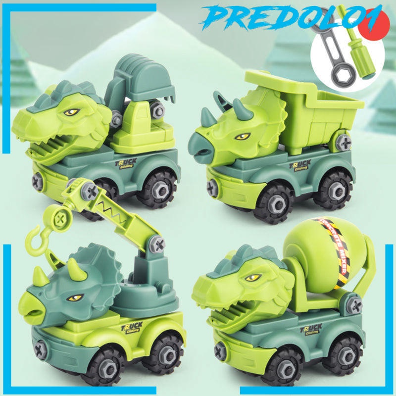 (Predolo1) Mainan Mobil Truk Pull Back Bentuk Dinosaurus Untuk Bayi