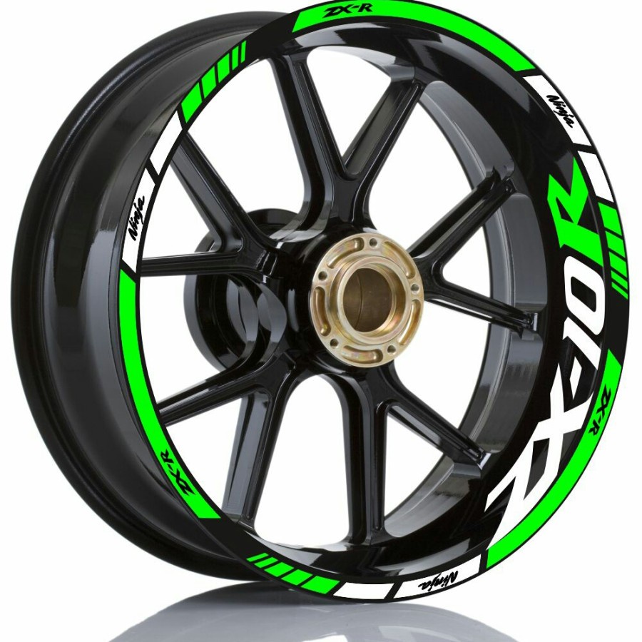 Stiker list velg motor wheels sticker Kawasaki Ninja ZX10R hijau putih ring 17