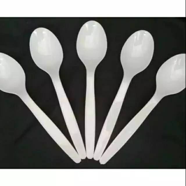 @25pcs sendok panjang plastik | sendok panjang putih susu | sendok panjang bening