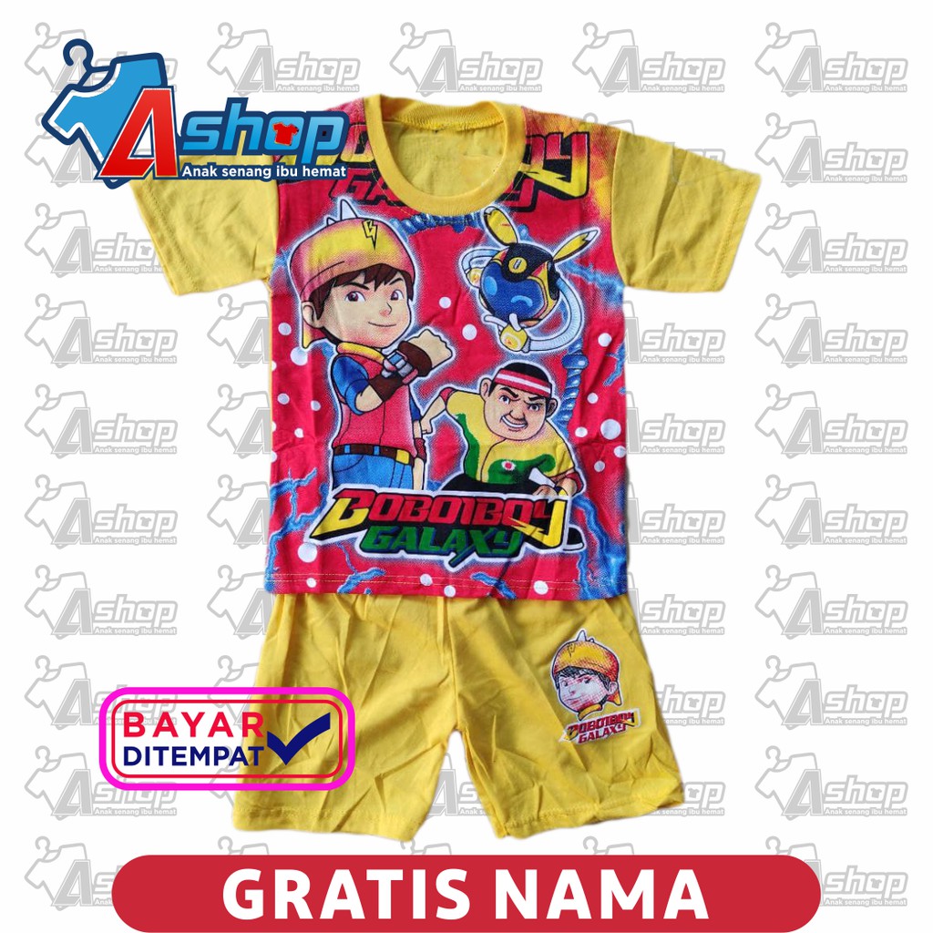 Baju Anak Setelan BoBoiBoy Gratis Sablon Nama