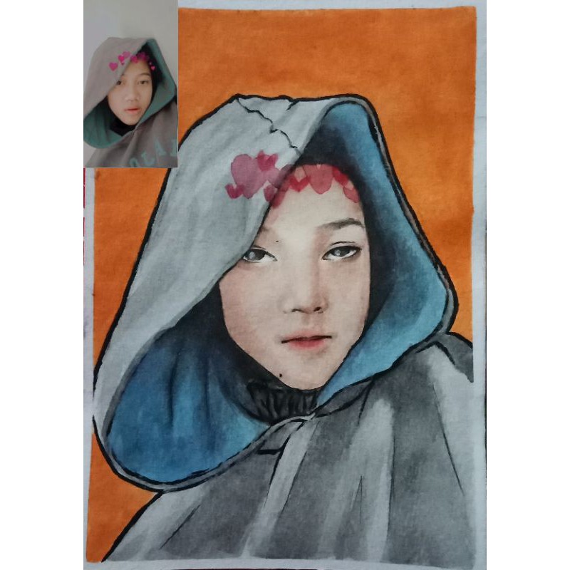 lukis wajah/sketsa wajah/watercolor/art commision/hitam putih/custom wajah