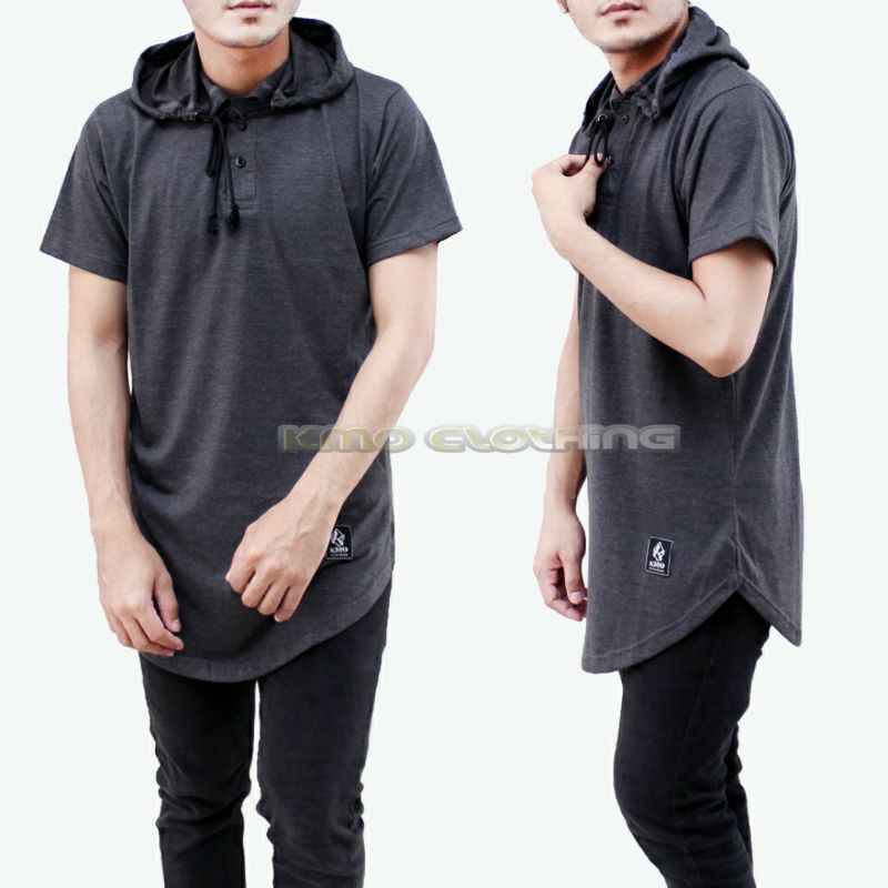 KMO Kaos Kurta Hoodie Pria Muslim Lengan Pendek