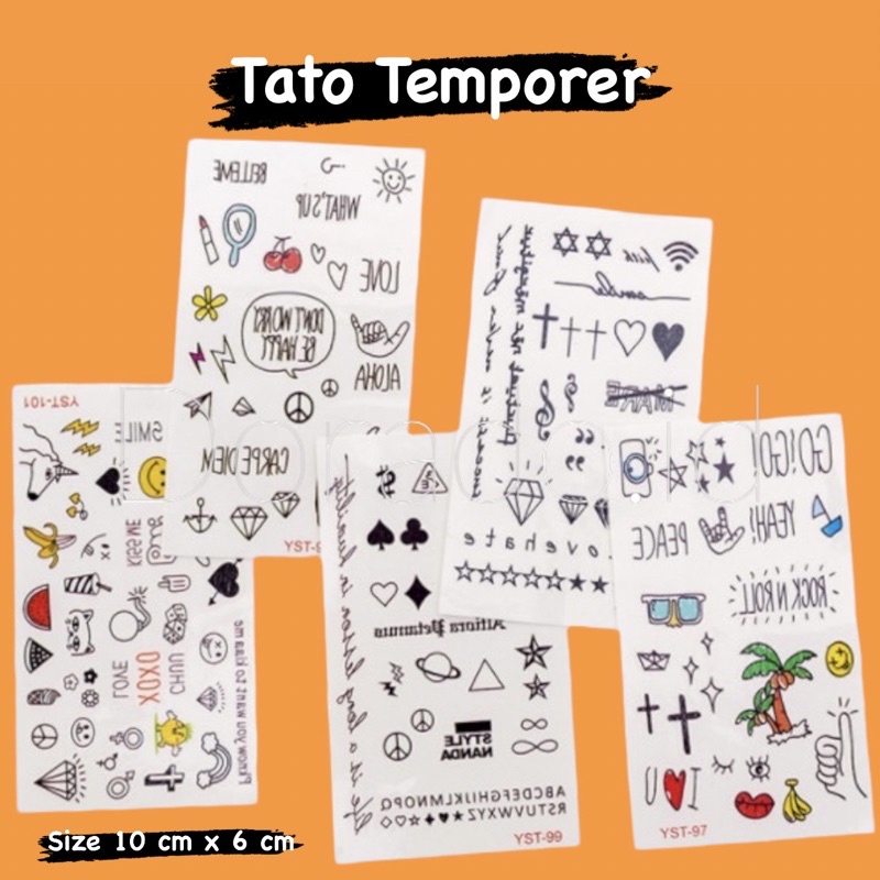 30 lembar Tato Temporer sticker motif bunga tulisan karakter tahan air
