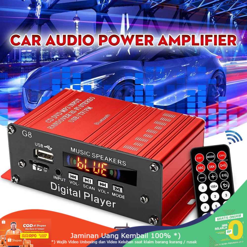 (BISA COD) RVOSTR CLAITE Penguat Daya Audio Mobil Car Audio Power Amplifier 12V 200W G8