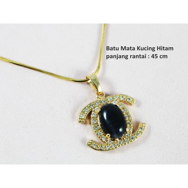 Kalung Wanita / Cewek Xuping Channel Batu Mata Kucing Hitam