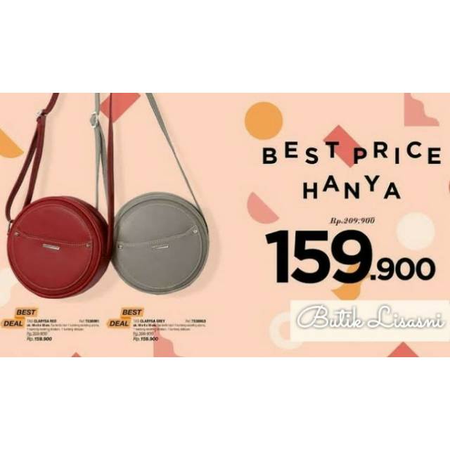 Tas Selempang Bulat Clarysa Sophie Martin Paris Sling Bag Unik Red Circle