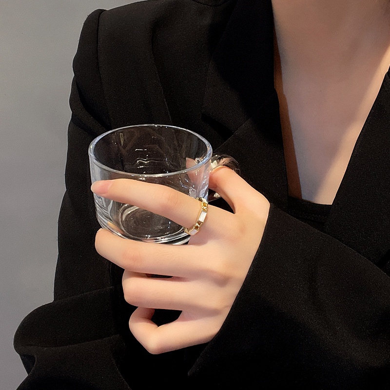 Cincin Model Terbuka Bahan Metal Warna Putih Untuk Unisex