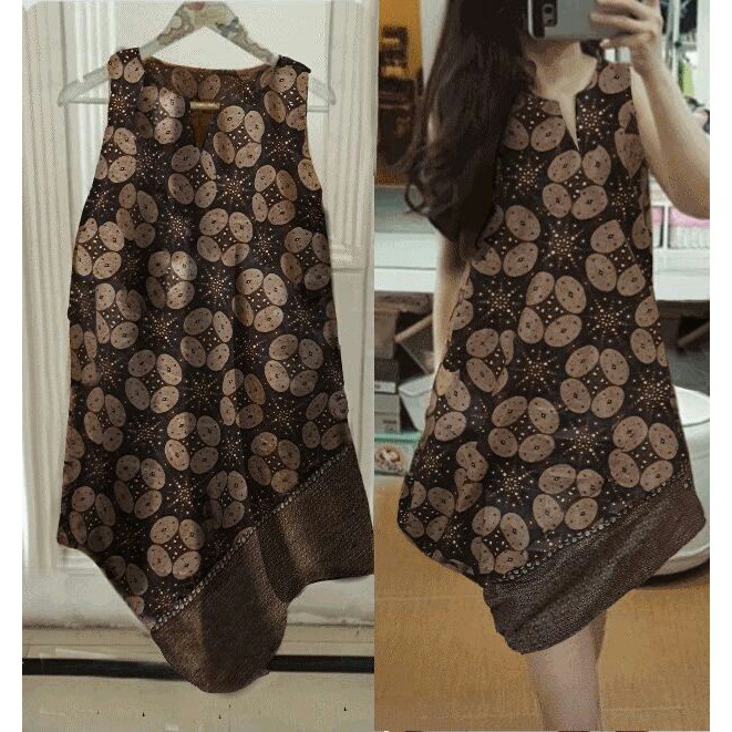 13 dres eifel brown kejora 59.000 Dress Eiffel batik katun brown bagian baL
