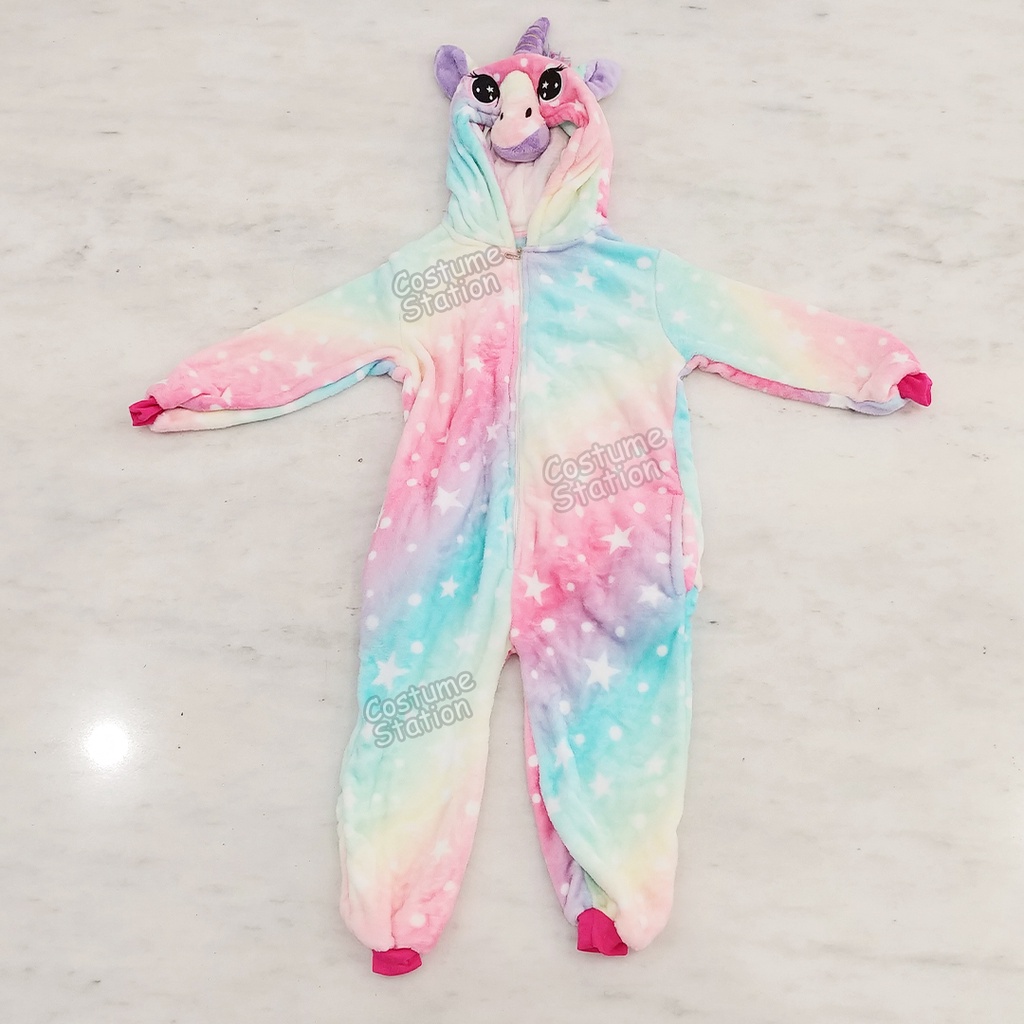 Kostum Onesie Unicorn Rainbow / Costume Kuda Poni motif Pelangi anak perempuan