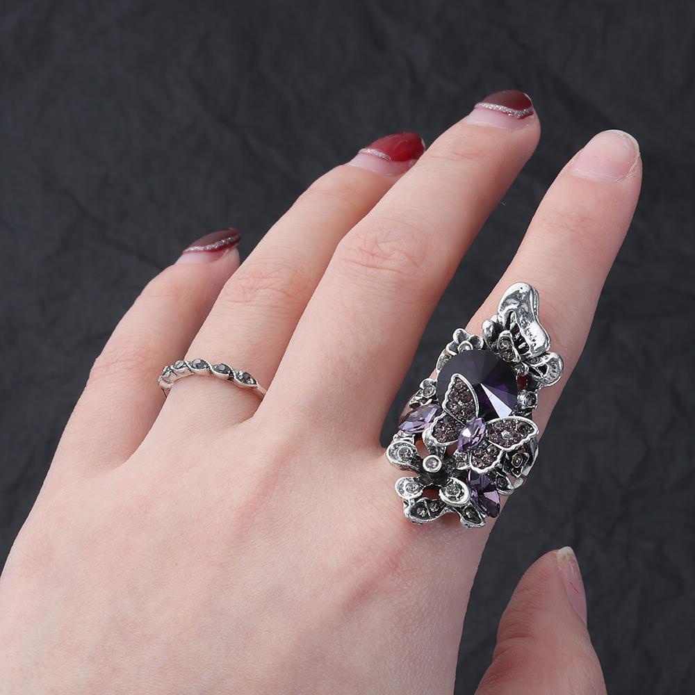 Preva Amethyst Set Cincin Aksesoris Pesta Pesona Perhiasan Perhiasan Pernikahan Cincin Kupu-Kupu