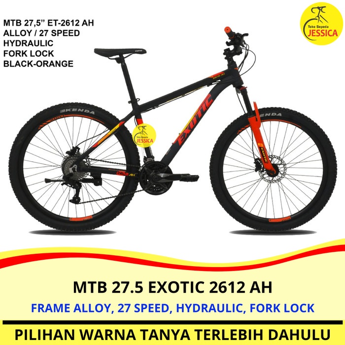KHUSUS GOJEK / GRAB Sepeda Gunung MTB 27.5 Exotic 2612 AH 27 speed - Black Orange