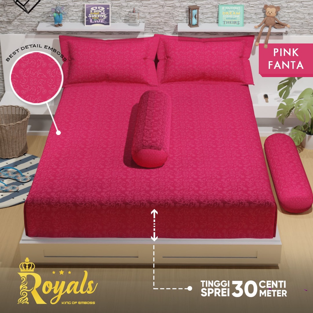 Royals Sprei Jacquard Emboss Uk 160/180 - Pink Fanta