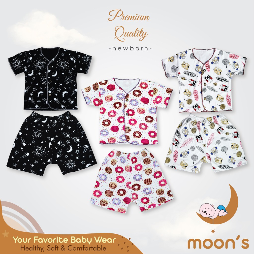 SML MOONS STELAN PENDEK PREMIUM BABYMOON STELAN BAJU BARU LAHIR NEWBORN BAJU BAYI BAJU PANJANG KUTUN