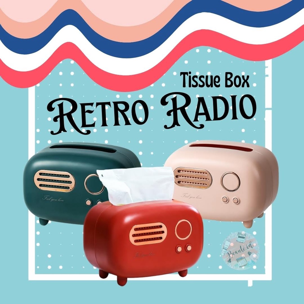 Tempat Kotak Tisu Premium Aesthetic Modern Korea Style Tissue Box Model Retro Radio Kamar Rumah Ruang Tamu Kantor Cafe Gift Box Hadiah Souvenir