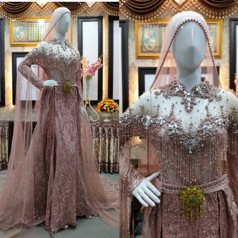 GAUN WEDDING SLIM MEWAH BEREKOR FULL PAYET//GAUN TERKINI 2021