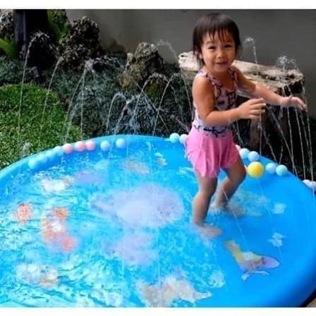 BAROKAH GAMIS Kolam Air Mancur Anak Water Splash Mat water spray pad BESAR