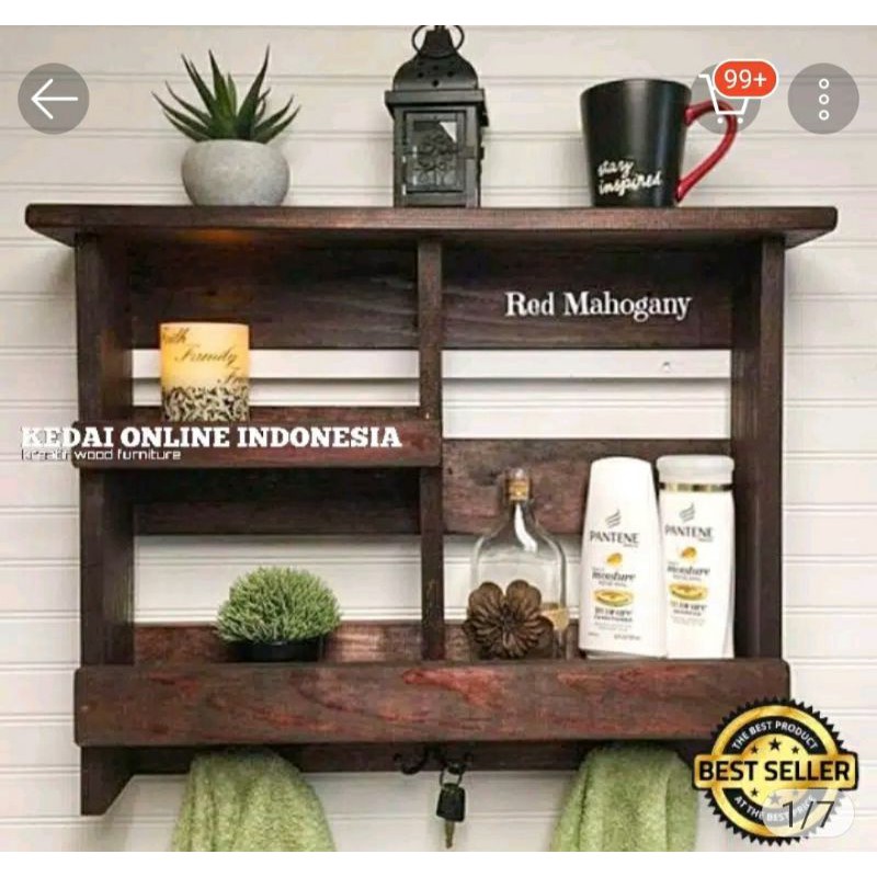 rak kayu dinding kamar mandi rak bumbu