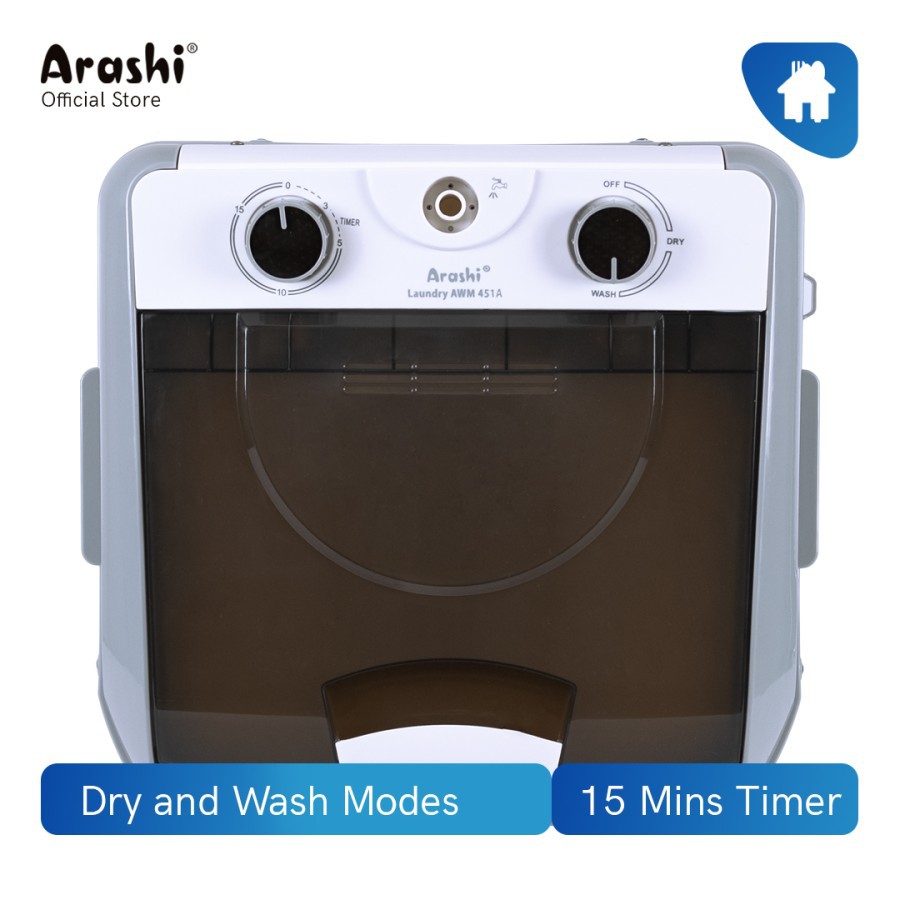 ARASHI Mesin Cuci Laundry Portable 4,5 Kg AWM 451 A - Garansi Resmi 1 Tahun