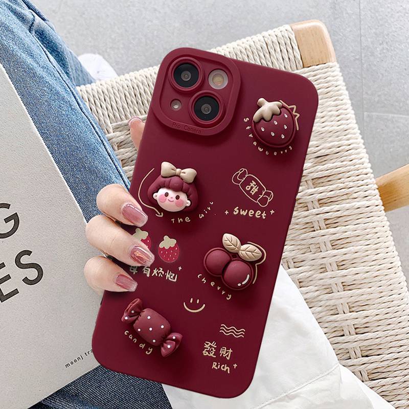 Lovely！Red Candy Girl Soft Case OPPO A53 A33 A31 A9 A5 2020 A3S Realme C1 A52 A92 F11 Reno 5 6 A7 A5S A12 A11K A15 A15S A35 Casing VIVO V15 V20 Pro Y20 Y20S Y20i Y12S Y50 Y30 Y30i Y11 Y12 Y15 Y17 Y12i Y19 S1 V9 Y93 Y91C Xiaomi Redmi Note 7 8 Pro iP iPhone