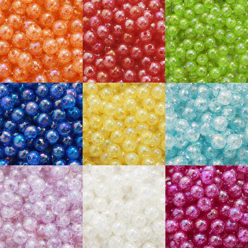 50pcs 8mm 10mm AB Color Round Acrylic Bead Loose Spacer Beads For Jewelry Making DIY Bracelet