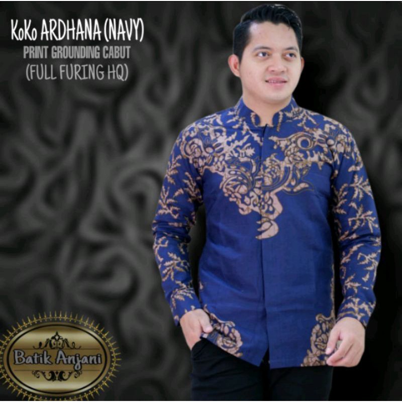 baju Koko pria terbaru bermotif batik ARDHANA NAVY | Koko muslim pria kekinian | Koko batik pria murah | pakain muslim pria