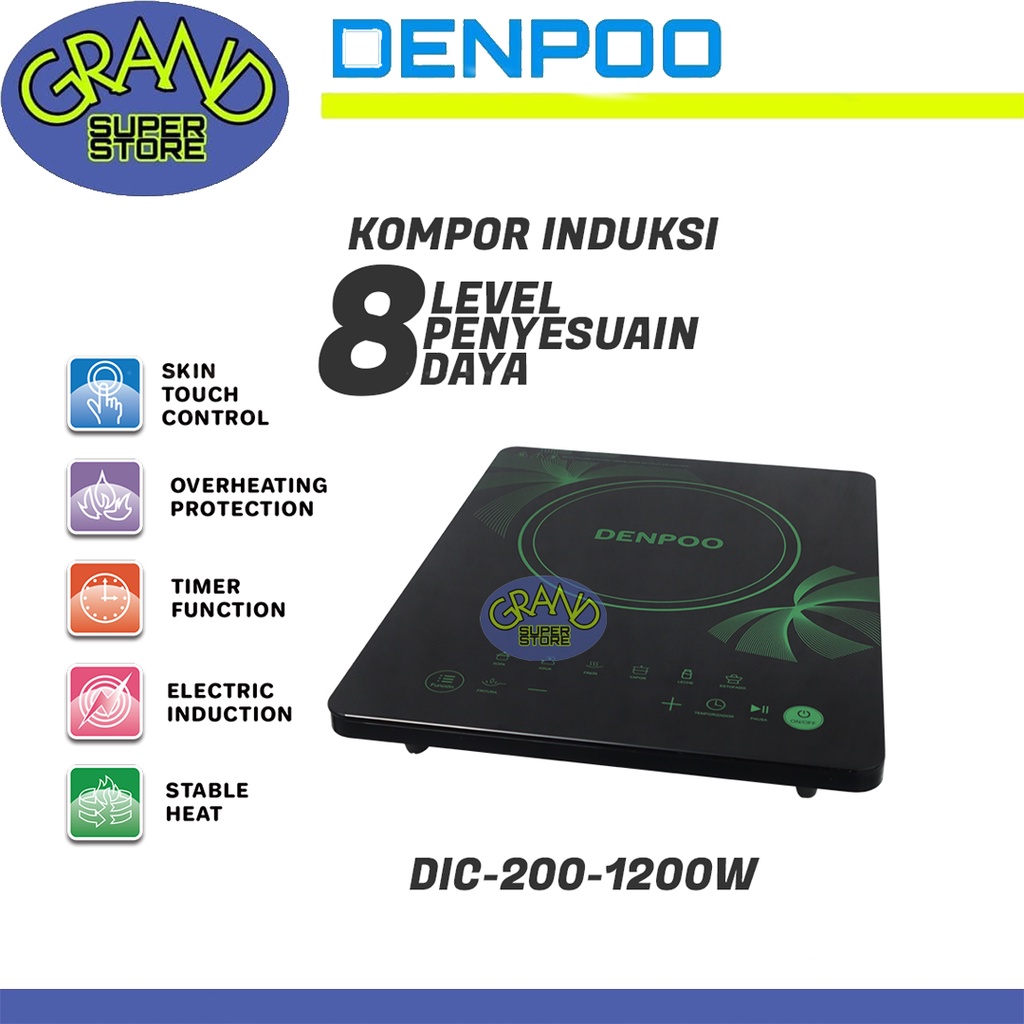 Kompor Listrik Induksi TOUCHSCREEN DENPOO DIC 200 - 1200 Low Watt