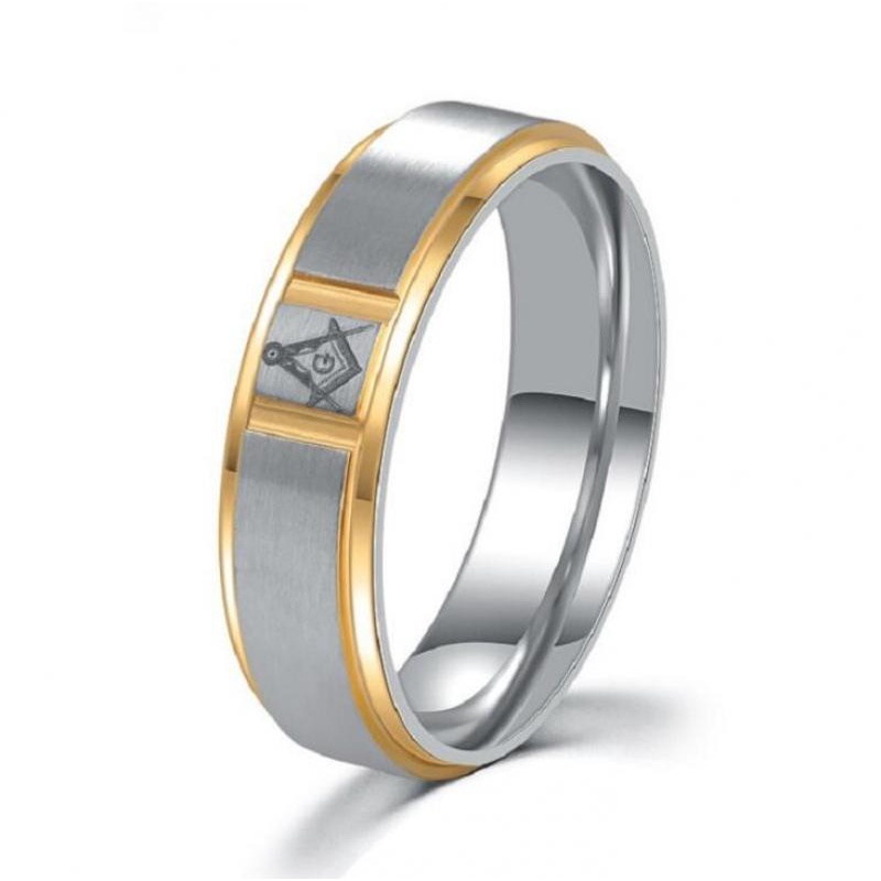 Cincin Bahan Metal Desain Ukiran Freemason Gaya Klasiksimplecasual Untuk Priawanita