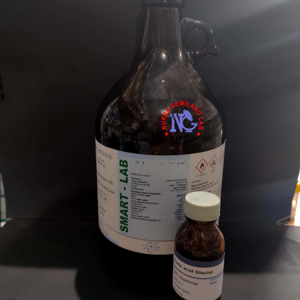 Asam Asetat Glacial / Acetic Acid Smartlab A-1001 Repacking 100ml 50ml