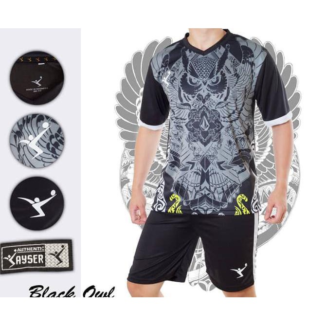 SUPER SALE BLACK OWL baju kaos stelan setelan jersey futsal sepak bola kayser