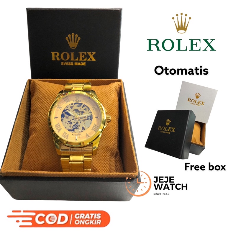 JAM TANGAN RANTAI PRIA ROLEX OTOMATIS/otomatis rolex full black dan gold