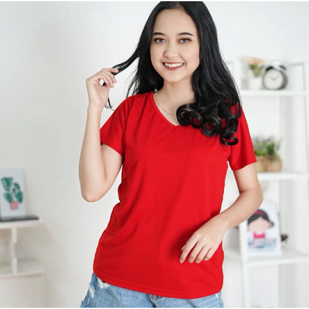 BEFAST - ZFS OOTD Wanita Kaos HYUNA / VNECK SPANDEK GQ ATASAN WANITA / KAOS POLOS BASIC VNECK PENDEK XL / Atasan Lengan Pendek Wanita / Kaos Santai/Rumahan / Baju Polos Oblong / Termurah / Terlaris