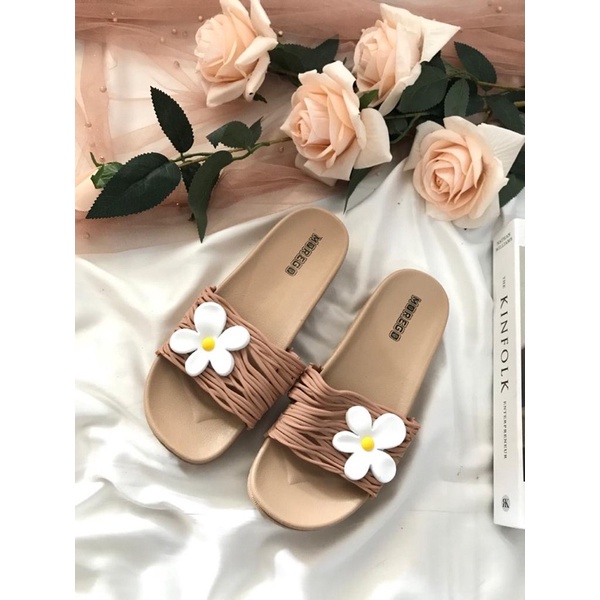 Sandal Slop Tebal Akar Bunga Melati Import Morego 2088-15-Mocca