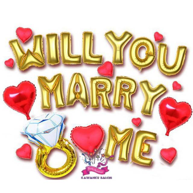 Balon wedding proposal set dekorasi/lamaran/balon foil/balon huruf