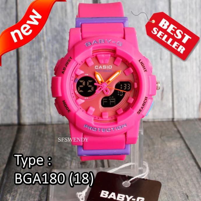 LIMITED EDITION  Jam tangan Baby-G Shock BGA-180 Full Pink wanita