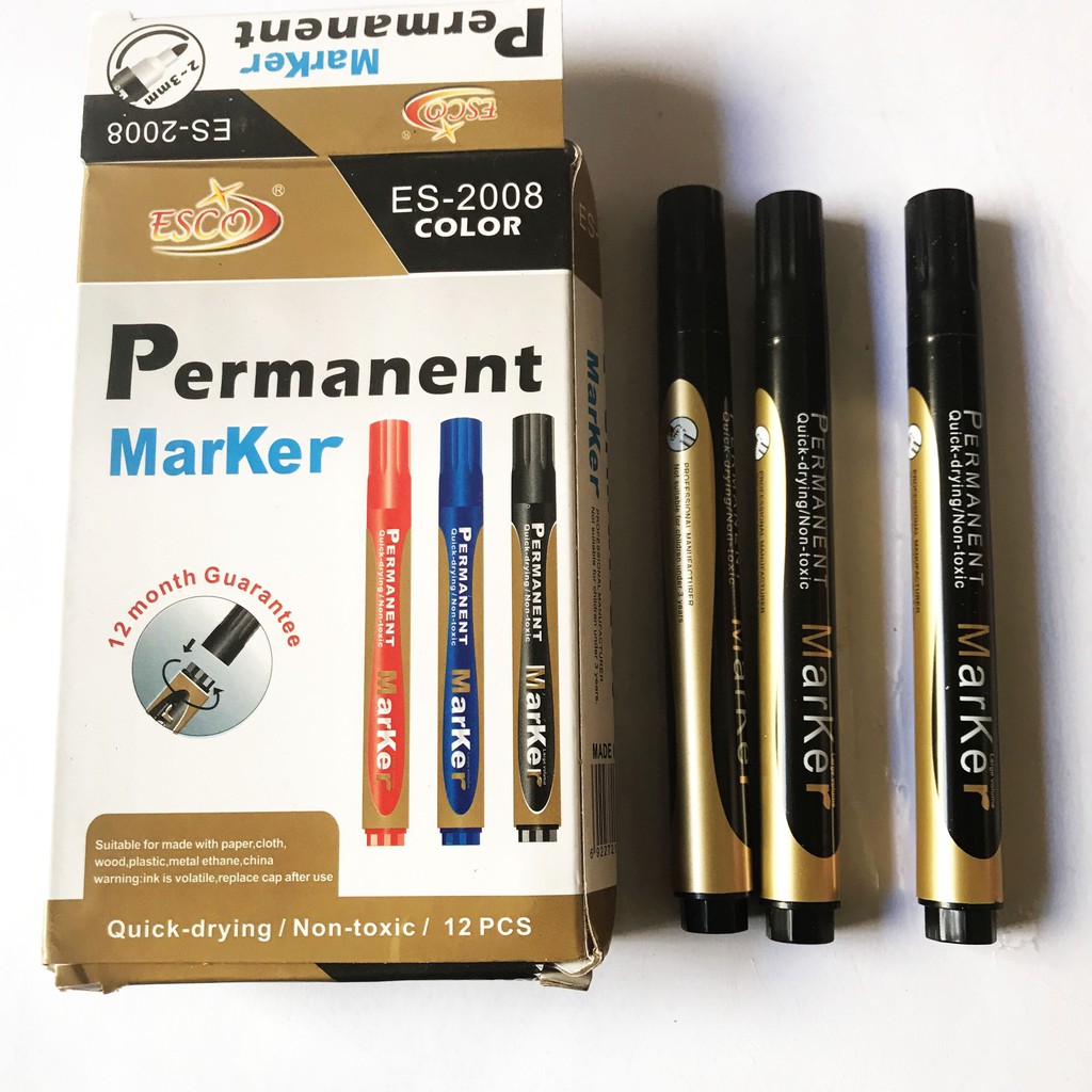 

Spidol Permanent Marker ESCO isi 12 Pcs