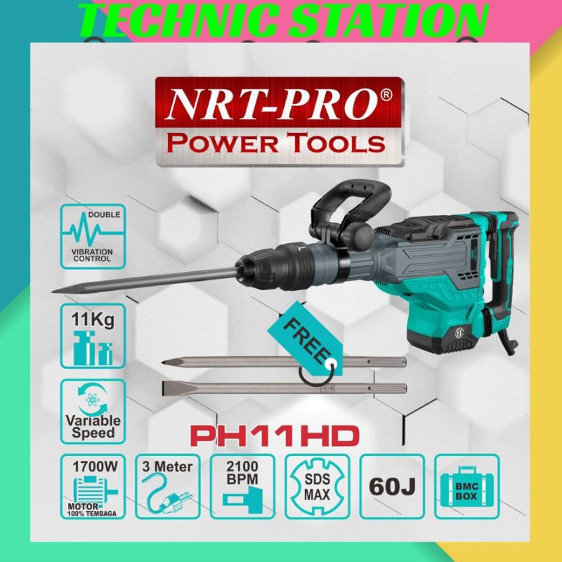 NRT PRO PH 11 HD Mesin Bor Bobok Beton Tembok Jack Hammer Drill PH11HD