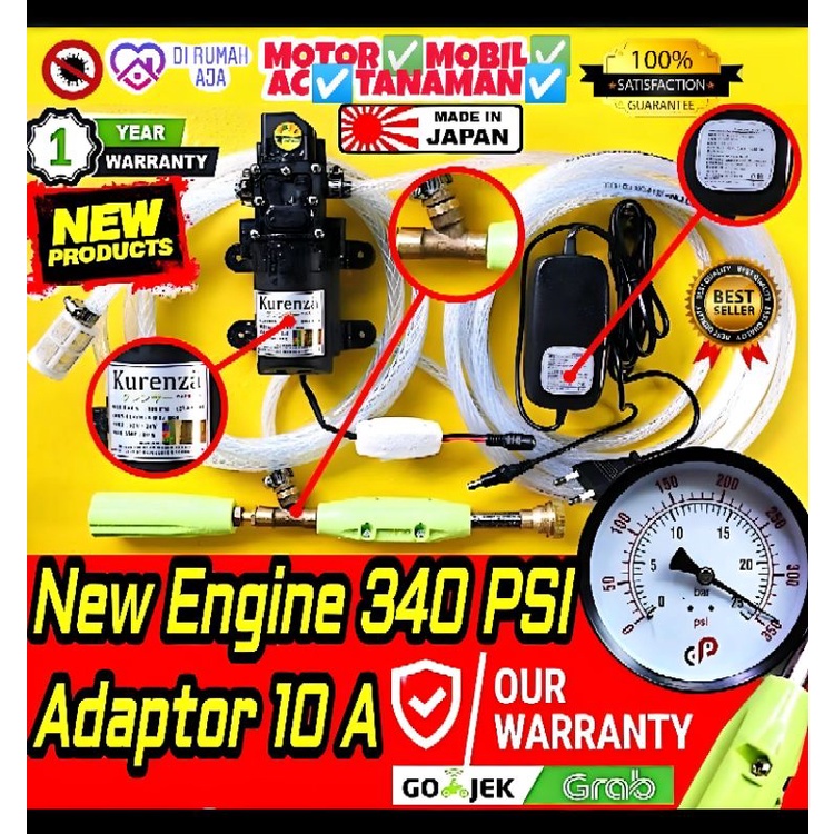 🇯🇵 New Engine Maxpower 340psi  Adaptor 10A Jet Cleaner TK Tinggi Alat Cuci Motor Mobil AC Steam