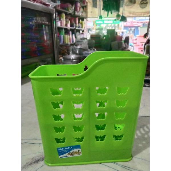 Tempat Sendok Garpu Sumpit Plastik Merek KMP 2 Sekat / Keranjang Serbaguna