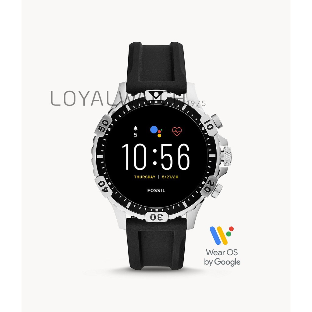 Fossil Gen 5 Smartwatch Ftw4041 Garrett Hr Black Silicone Shopee Indonesia