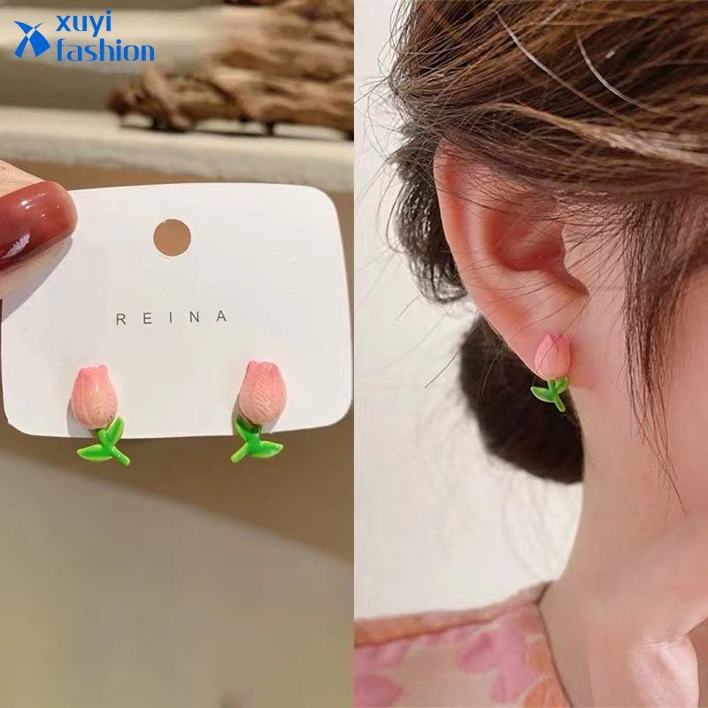 Anting Stud Bentuk Bunga Tulip Mini Gaya Korea Untuk Wanita