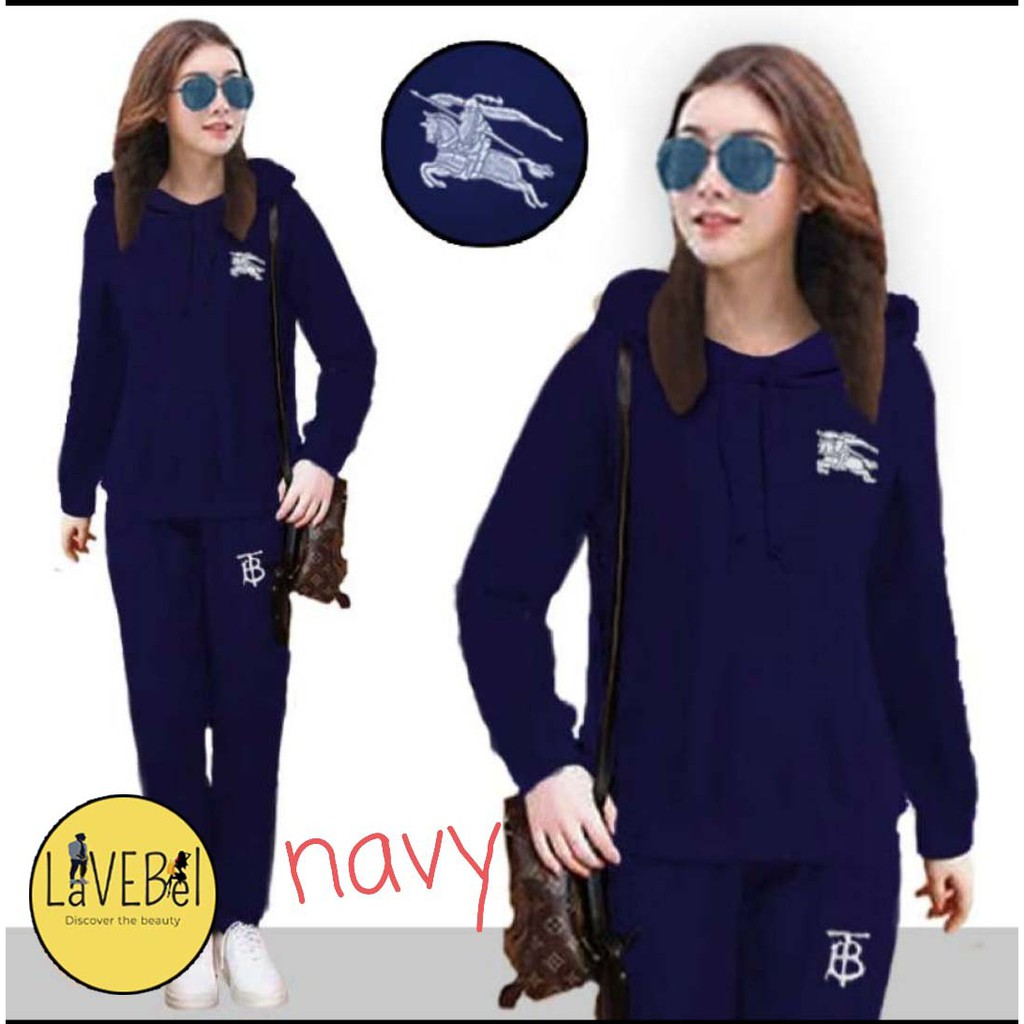 LVB Setelan Hoodie Wanita/Track Suit Wanita/Setelan Olahraga Wanita  Uk.L-XL-XXL-3XL BERRY HOODIE