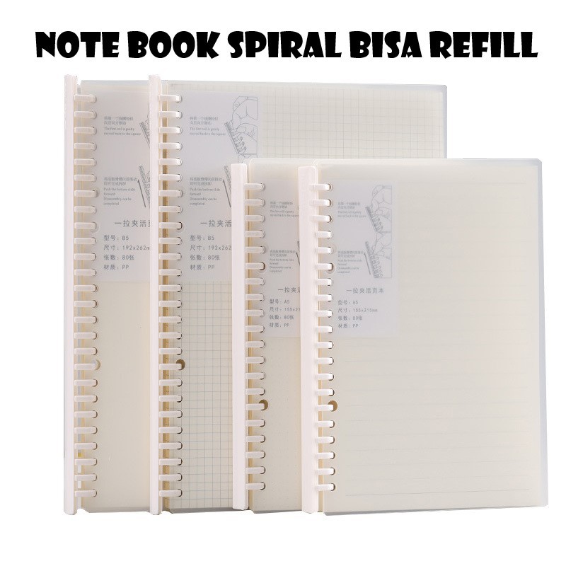

Notebook Spiral Hard cover plastik A5/B5 all Varian (Garis/Dote/Grid/Polos)