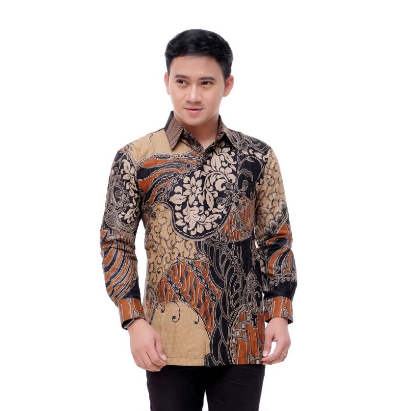 Maura Couple - Sania Ruffle Batik Couple Ori Ndoro Jowi Garansi Termurah Shopee - BATIK MODERN SOLO-Kmj cap coklat