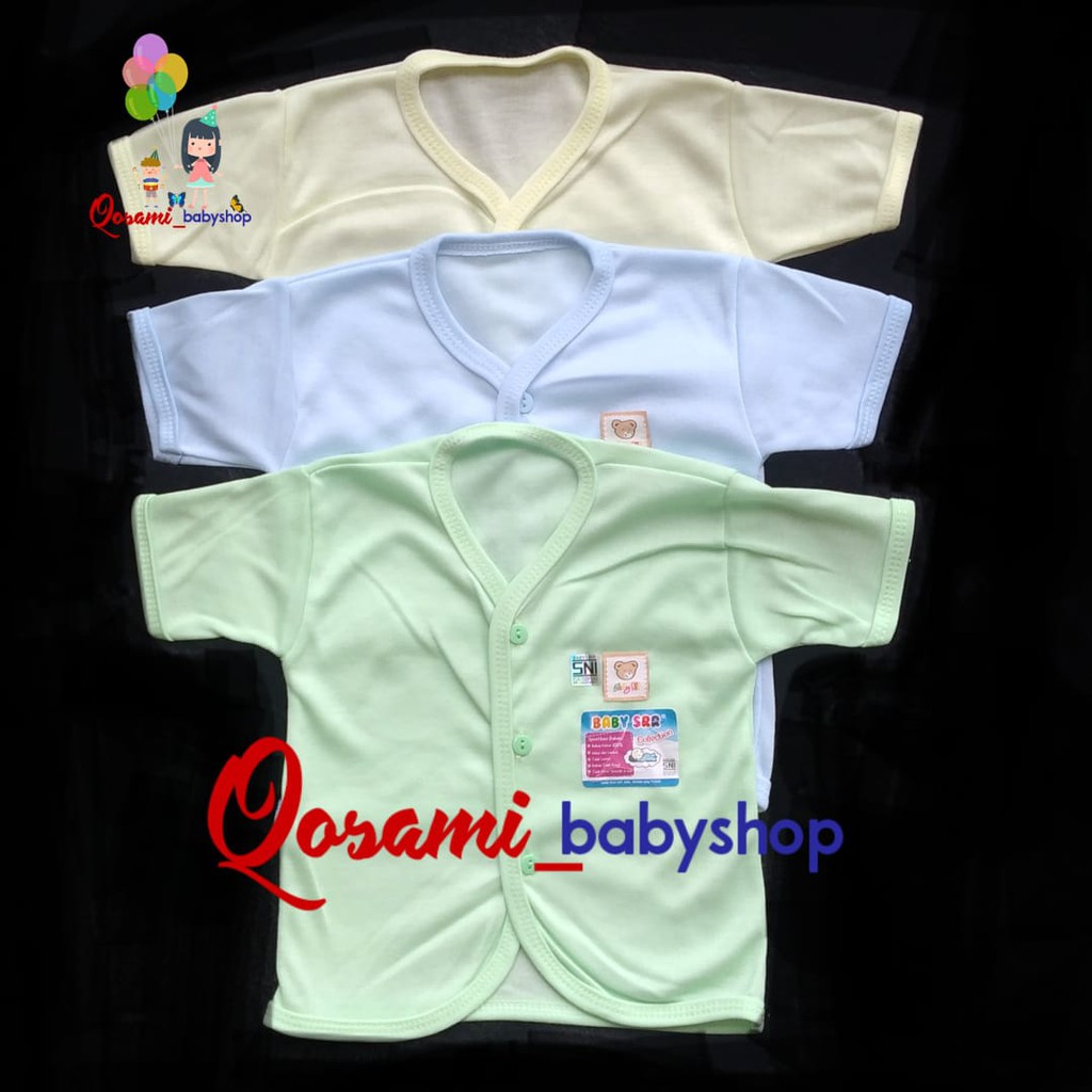 BABY SRR 3 pcs Baju Kancing Bayi Pendek POLOS SNI