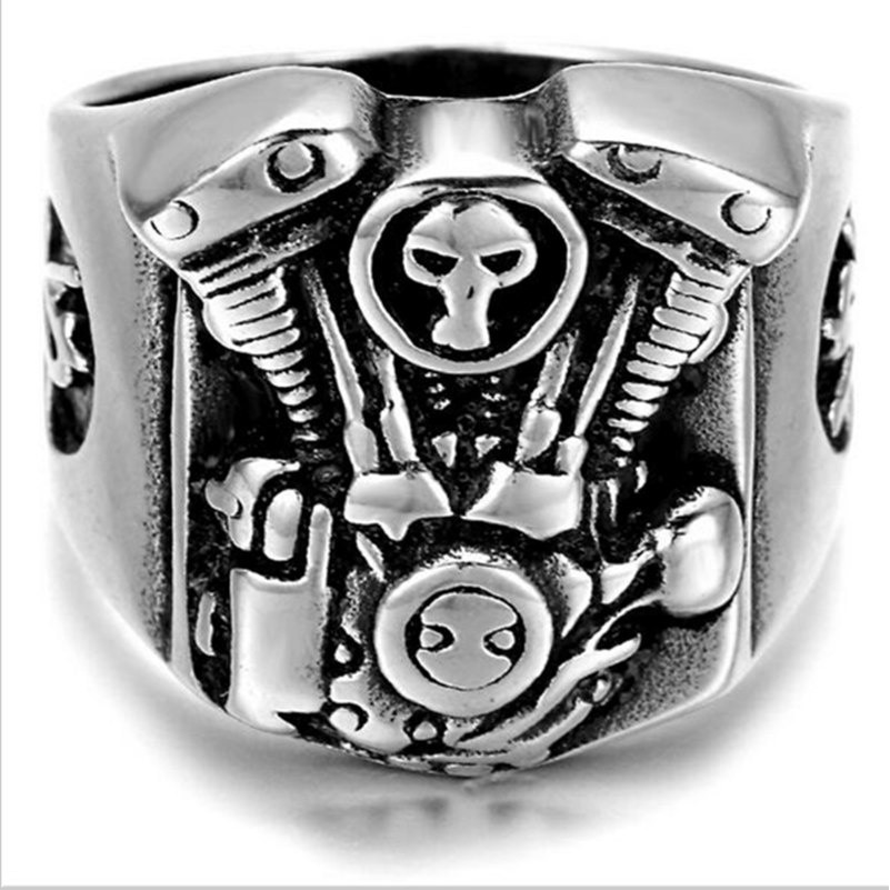 SEUSUK  Cincin Punk Model Tengkorak Bahan Stainless Steel 316L untuk Motor COD Ring