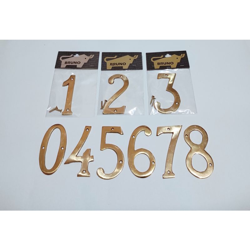 nomor / angka rumah kuningan / plat no rumah