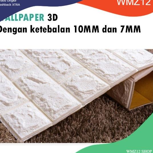 B7C5 Wallpaper batu bata putih 3D Foam 10mm dan 7mm wallfoam 3d wallpaper tebal wallpaper batu bata 