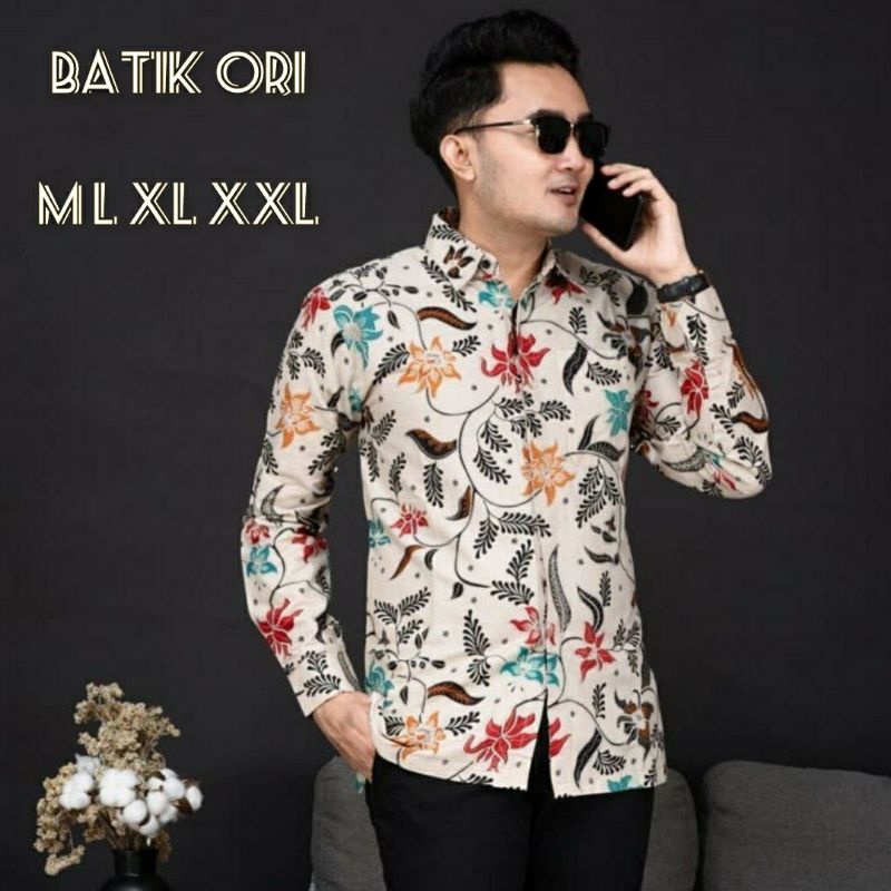 Baju Batik Pria Slim fit Manis Mahal Soloan Lengan panjang pendek